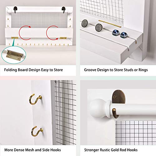 White Wall-Mounted Mesh Jewelry Organizer