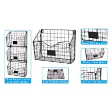 X-cosrack 3 Tier Hanging Metal Wire Basket Bin with 6 Hooks