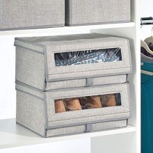 Fabric Large Storage Box Bin with Clear Window and Hinged Lid
