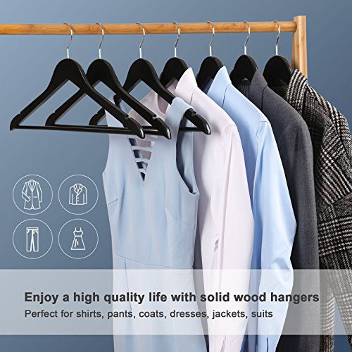 Wooden Coat Hangers Suit Hangers with Pants Bar