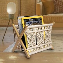 Sunlit Boho Macrame Magazine Rack, Decorative Books Magazines