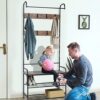 LENTIA Entryway Coat Rack Hall Tree Shoe Bench