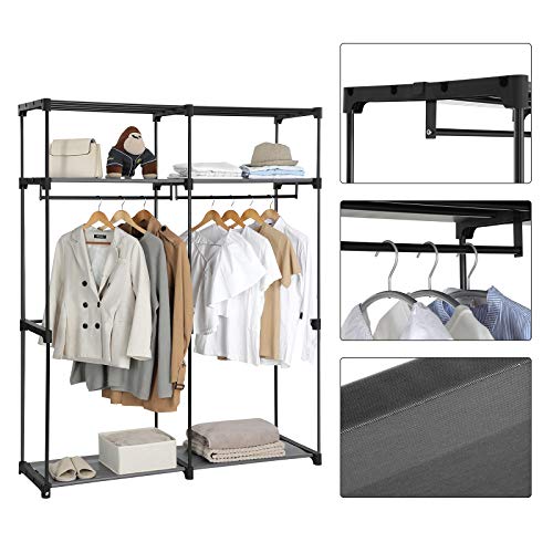 Closet Storage Organizer Portable Wardrobe with Hanging Rods