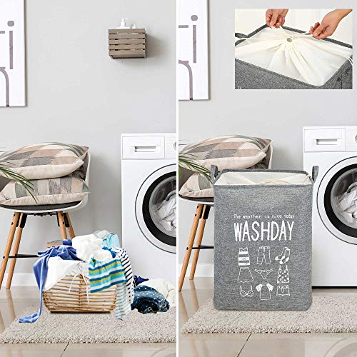 Collapsible Basket for Odorless Dirty Clothes Storage, Waterproof Cotton Linen with Handles for Easy Transport - Ideal for Bathroom, Bedroom, and Laundry Room