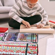 Gift Wrapping Paper Storage Bag with Pockets - Ideal for Neat Storage (37” x 14” x 4”) - Durable and Stylish in Green