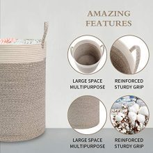 Hlryudo Large Cotton Rope Basket, Baby Laundry Basket