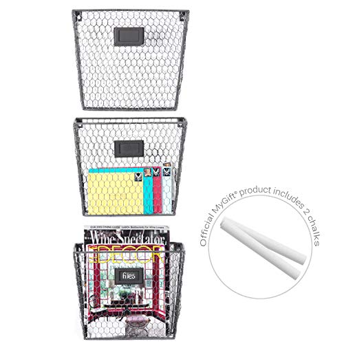 MyGift Set of 3 Rustic Metal Wire Wall-Mounted Home Office