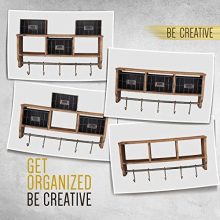 Entryway Organizer Wall Shelf with 5 Coat Hooks and Cubbies