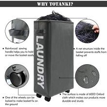 Rolling Slim Laundry Basket with Handle on Wheels