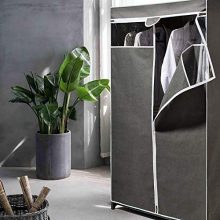 Type A Garment Rack with Clear Cover – Durable Clothes Organizer with Zippered Non-Woven Fabric for Bedroom, Closet & Seasonal Storage – 61” Grey