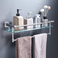 KES Bathroom Glass Shelf with Towel Bar and Rail