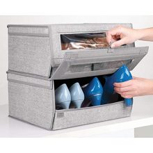 Fabric Large Storage Box Bin with Clear Window and Hinged Lid