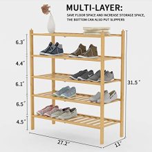 BAMFOX 5-Tier Shoe Rack,Bamboo Stackable Shoe