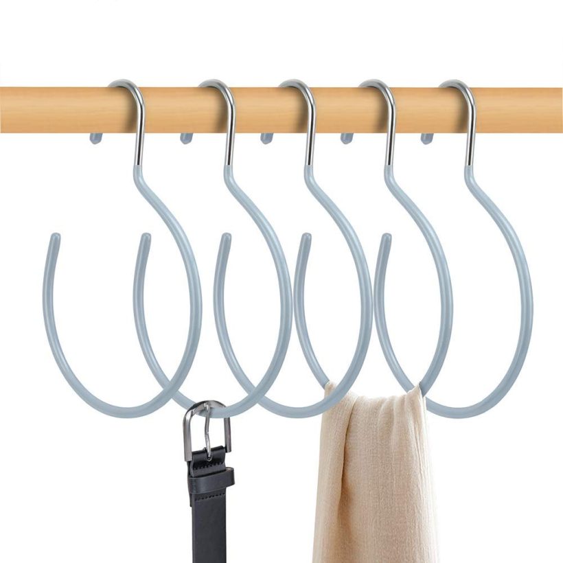 HangerSpace Scarf Ring Hanger Belt Rack, 5 Pcs Non-Slip