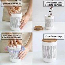 Ceramic Food Storage Canister with Airtight Wooden Lid