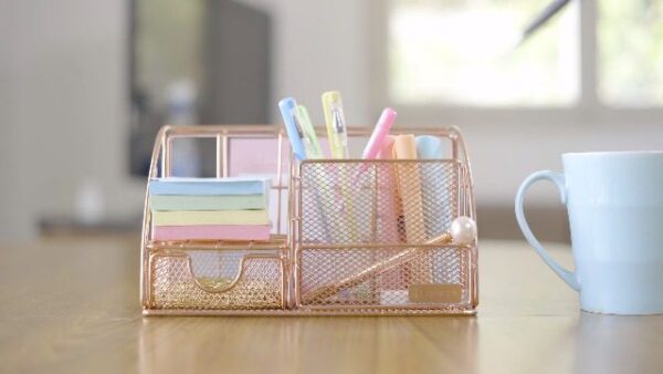 Rosework Rose Gold Desk Organizer for Women