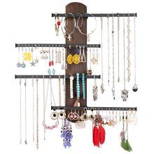 Keebofly Wall Mounted Jewelry Organizer Rustic Wood & Ample Storage