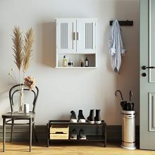 Wooden Medicine Cupboard with Adjustable Shelf Storage Cabinet