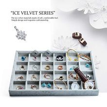Oirlv 24 Grid Ice Velvet Jewelry Drawer Organizer