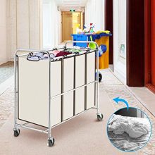 Simple Trending Heavy Duty 4-Bag, Laundry Hamper Sorter Cart
