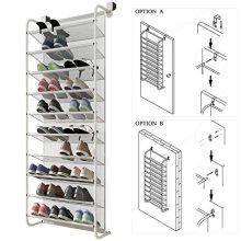 TZAMLI 10-Tier Shoe Rack Over The Door Shoe Organizer