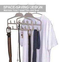 Belt Hanger Organizer 2 Pack - Grey Non-Slip Closet Accessory Hooks for Belts, Ties, Jewellery, Scarves, and Tank Tops - Streamline Your Closet Space