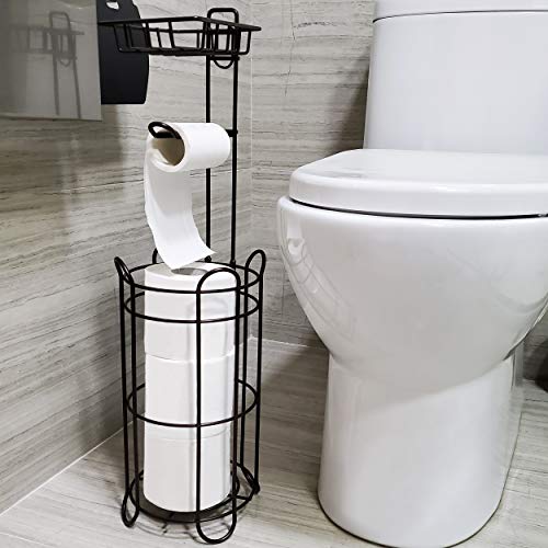 FORUP Freestanding Metal Toilet Paper Roll Holder Stand and Dispenser
