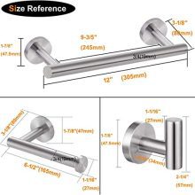 Stainless Steel Wall Mounted Includes 12" Towel Bar