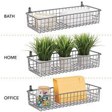 mDesign Portable Metal Farmhouse Wall Decor Storage Organizer