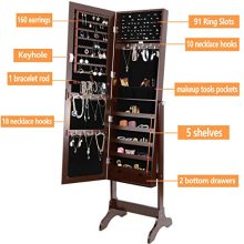 ZenStyle Mirror Jewelry Cabinet Armoire, Full Length Mirror
