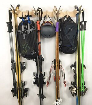 Vertical Ski Storage Rack Holds 4 Sets of Skis