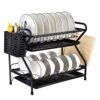 2-Tiers Metal Dish Drainer Rack Large Anti-Rust Kitchen