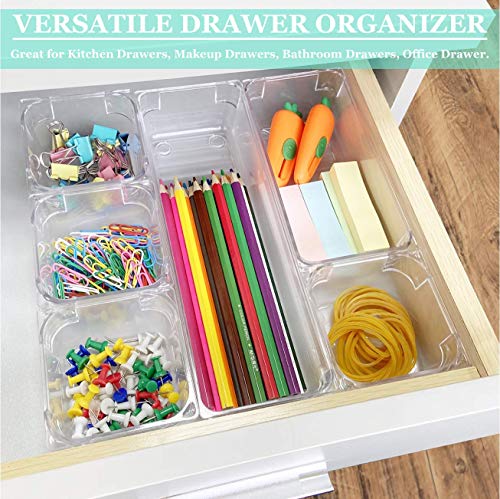 16 PCS Drawer Organizer Plastic Makeup Bathroom Drawer Organizer
