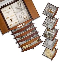 Rowling Large Wooden Jewelry Box Earrling Necklace