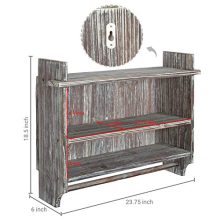 MyGift Wall Mounted Torched Wood Bathroom Organizer Rack