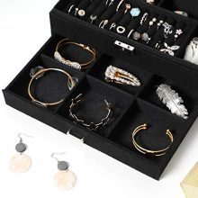 SONGMICS 2-Tier Jewelry Box with Drawer, Key