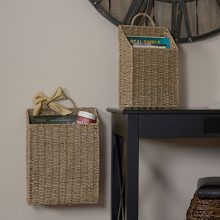 Household Essentials Seagrass Wall Basket Set, 2 Piece