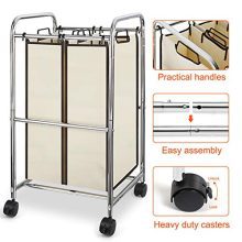 Simple Trending 2-Bag Laundry Hamper Sorter Cart
