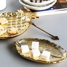 lemonadeus Small Golden Leaf Tray Ceramic Decorative