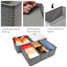 Criusia Underwear Drawer Organizer, 6 Set Foldable Underwear