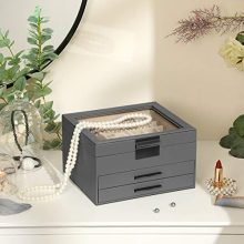 SONGMICS Jewelry Box with Glass Lid
