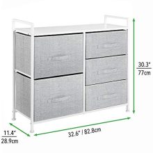 Wide Dresser Storage Tower Easy Pull Fabric Bins