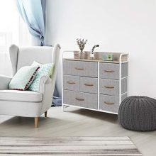 Wide Chest of Drawers with Wooden Top & Handles