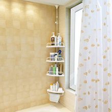 BAOYOUNI 4 Tier Bathroom Corner Shower Caddy Tension Pole