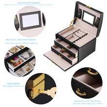 Elegant Jewelry Box Organizer for Women with Lock & Mirror - Perfect Gift for Her - Black