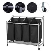 4-Bag Rolling Laundry Sorter Cart – Heavy-Duty 60KG Capacity Hamper