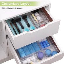 7 Pcs Clear Desk Drawer Organizers Trays, 4-Size Versatile Plastic Storage