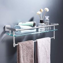 KES Bathroom Glass Shelf with Towel Bar and Rail