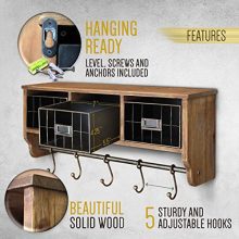 Entryway Organizer Wall Shelf with 5 Coat Hooks and Cubbies