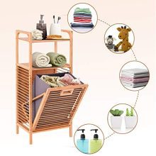 Giantex Laundry Hamper Bamboo Freestanding W/Shelf